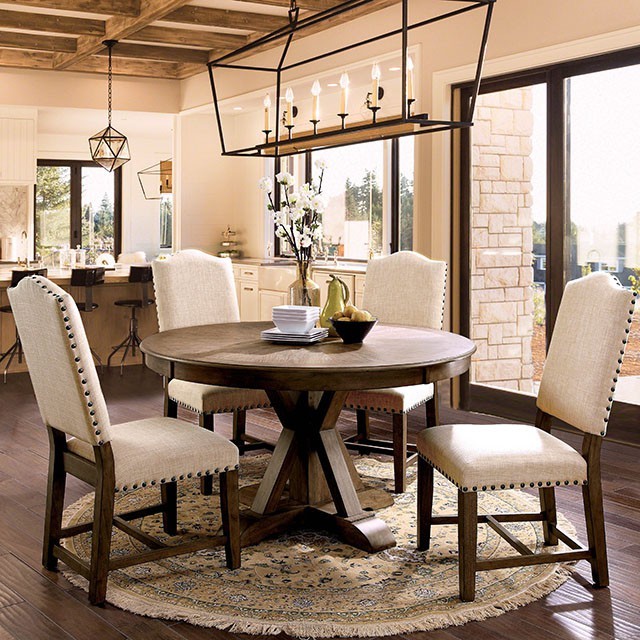 America Julia Round Dining Table, Rustic Round Dining Room Table And Chairs