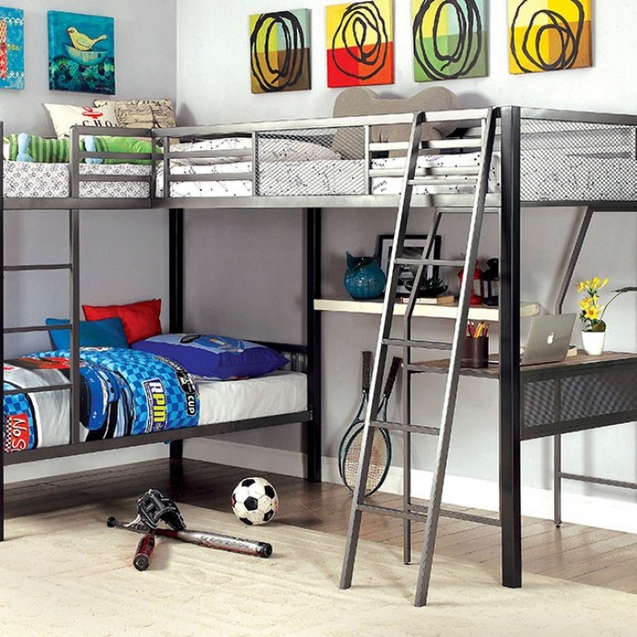 L shaped triple clearance bunk