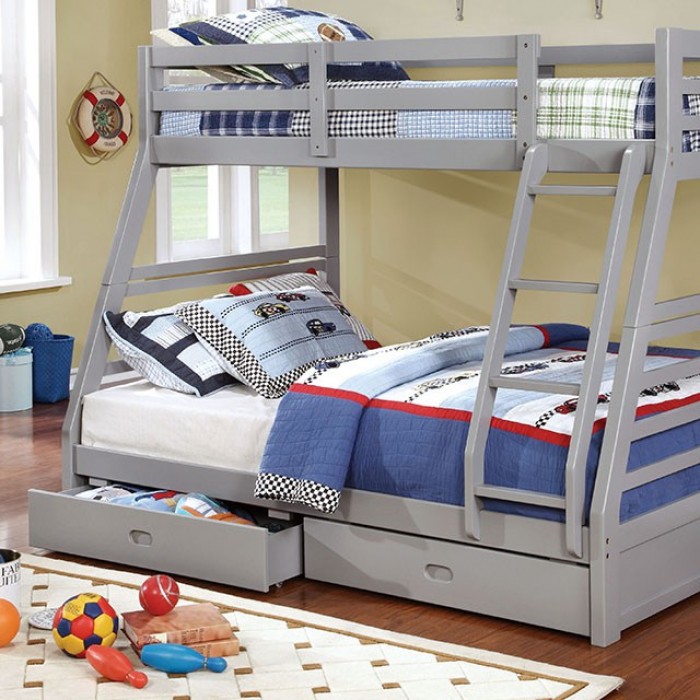 Furniture Of America California Iii Twin Full Bunk Bed Gray Furniture Of America