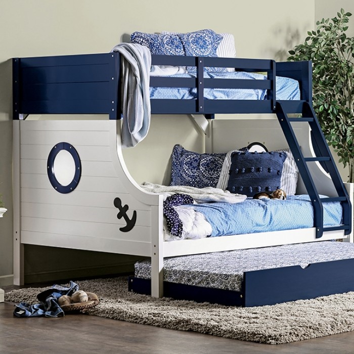 Navy blue bunk beds twin over outlet full