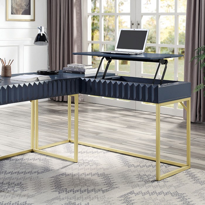 Gold top corner desk