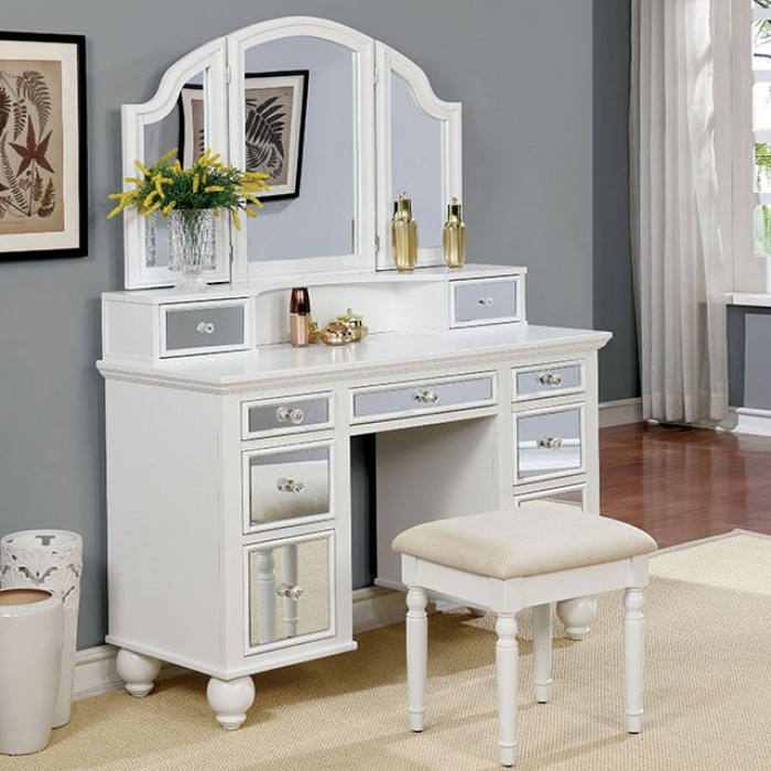 Furniture of america louise sale white vanity with stool