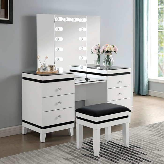 Furniture of america louise hotsell white vanity with stool