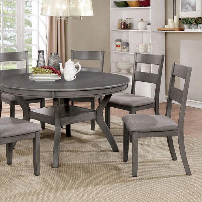 Grey wood top round table