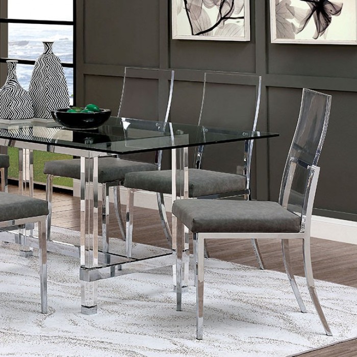 Furniture of america on sale glass dining table