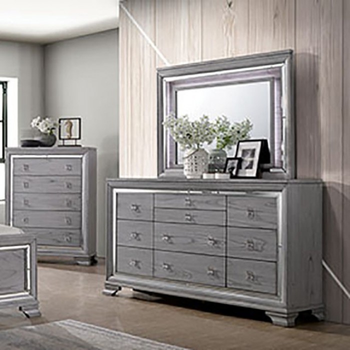 Light gray cheap dresser with mirror