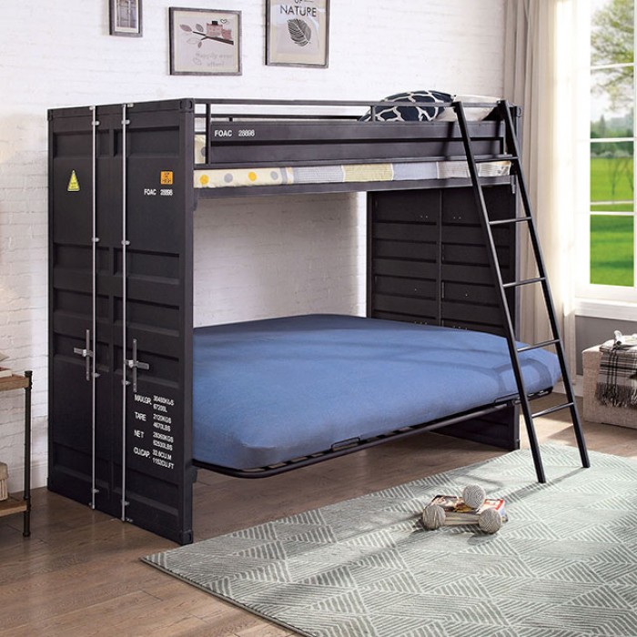 Metal loft deals bed with futon